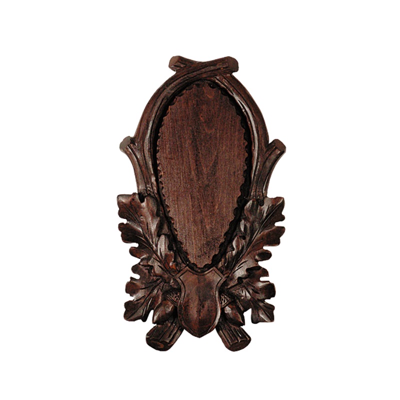 Finition Chêne Doré Ecusson pour Trophée de Chasse Ecusson pour Massacre de Chevreuil- Trophée Crane de Chevreuil Januel Largeur 12cm Petit Marron Hauteur 20cm Bois de Chêne