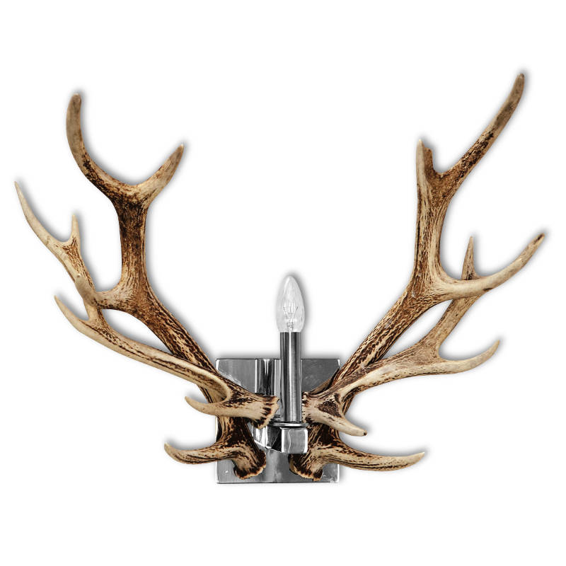 Appliques, lampe de mur avec la vrai bois de cerf. 1xE14 60x50cm 153405