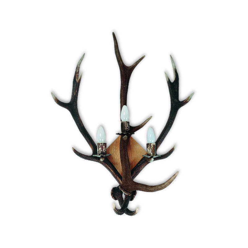 Applique, wall lamp with real deer antlers. 3xE14 65x45cm 1534