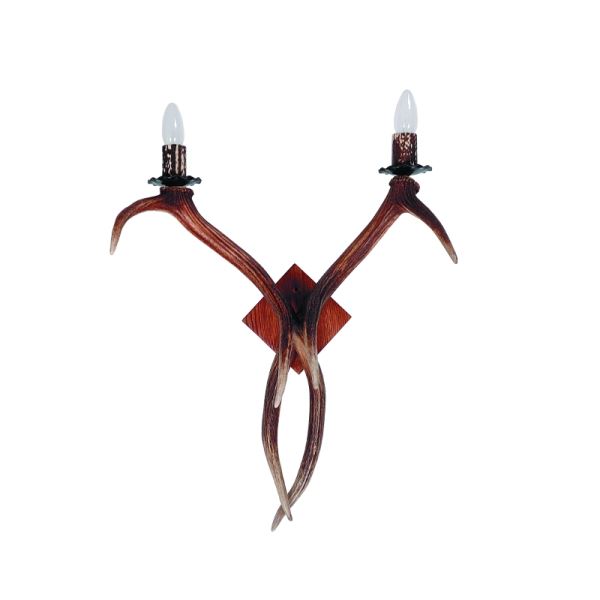 Applique, wall lamp with real deer antlers. 2xE14 50x60cm 153402