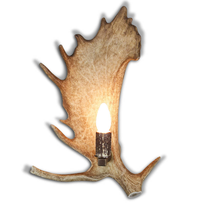 Applique, lampada da parete con vero corno di daino. 1xE14 30x45cm 1537213