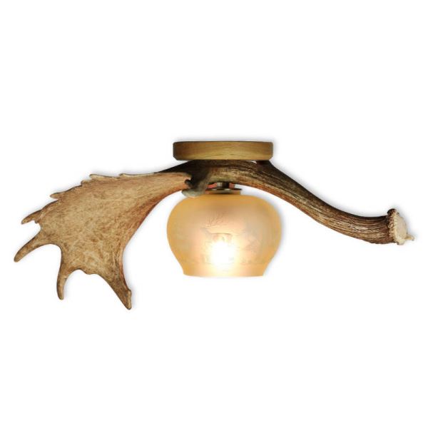 Plafoniera con vere corna di daino. Lampada. 1xE27 65x25x20cm 152207