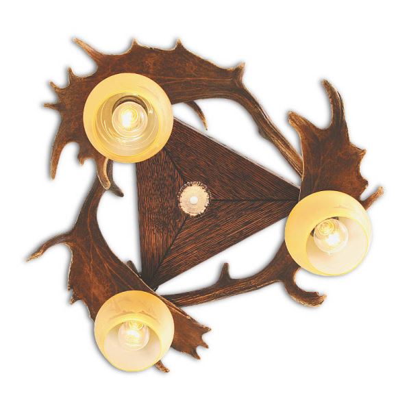 Luz de techo con real cuerno de gamo. Lampara. 3xE27 60x60x25cm 152211