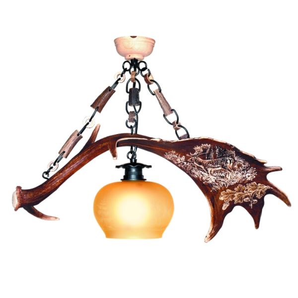 Chandelier with real fallow deer antlers. 1xE27 M: 60x30x50cm 1529