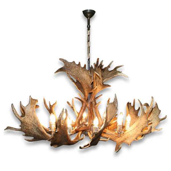 Lustre avec vrai bois de daim. Corne. Lampe: 10xE14 M: 125x125x105cm 154004
