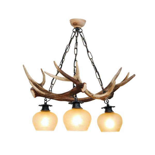 Lustre avec vrai bois de cerf. Corne. Lampe: 3xE27 M: 55x55x60cm 1510