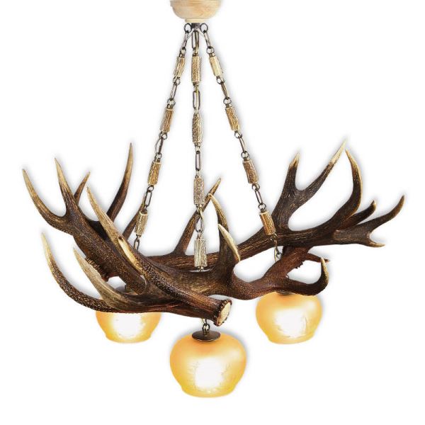 Lustre avec vrai bois de cerf. Corne. Lampe: 3xE27 M: 95x95x90cm 1514