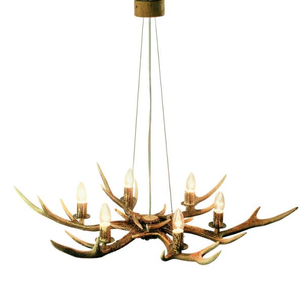 Chandelier with real deer antlers. Lighting. 6xE14 M: 90x90x80cm 154204