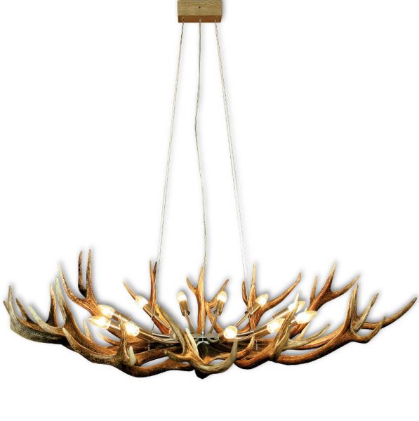 Lampadario con vere corna di cervo. Luci: 12xE14 M: 130x100x90cm 15780101