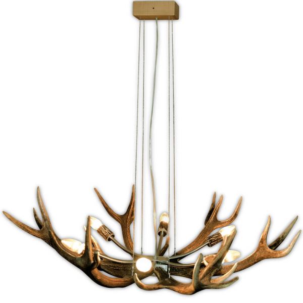 Lampadario con vere corna di cervo. Luci: 6xE14 M: 90x80x80cm 15780103