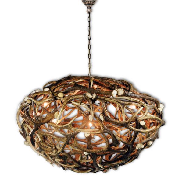 Lampadario con vere corna di cervo. Luci: 10xE14 M: 125x125x80cm 157701