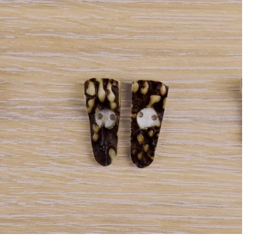 10x Bottone in vero corno di cervo. Misura: 30mm - 1855