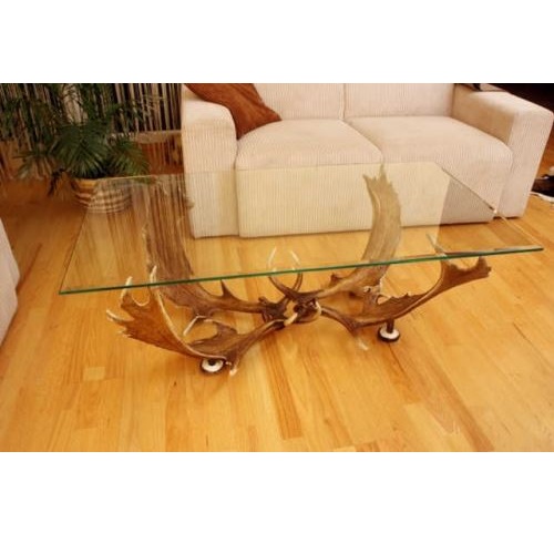 Tavolo con vere corna di daino. 110x70cm x H 50cm - 116620