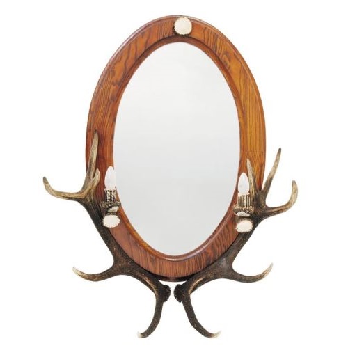 Spiegel mit stangen vom hirsch. Geweih. 2xE14 M: 120x80cm 118804