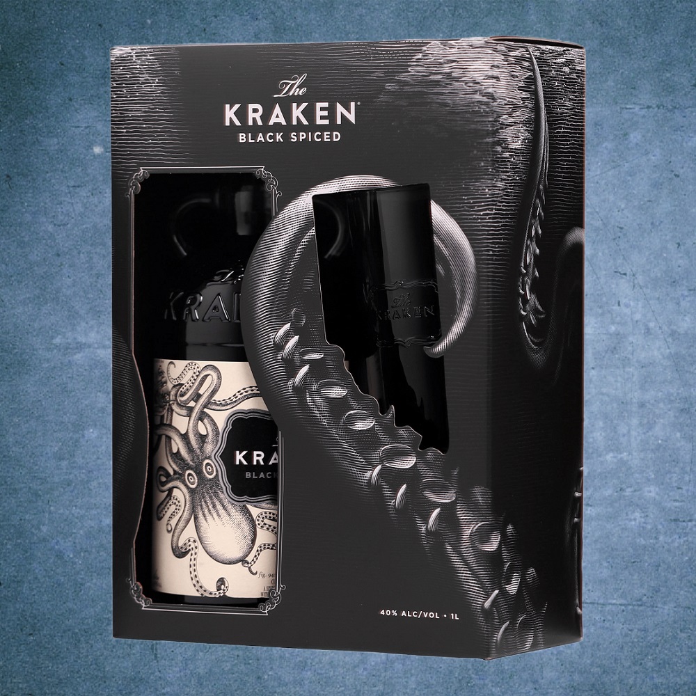 The Kraken - Black Spiced Rum avec verre cocktail - 1000ml - FR