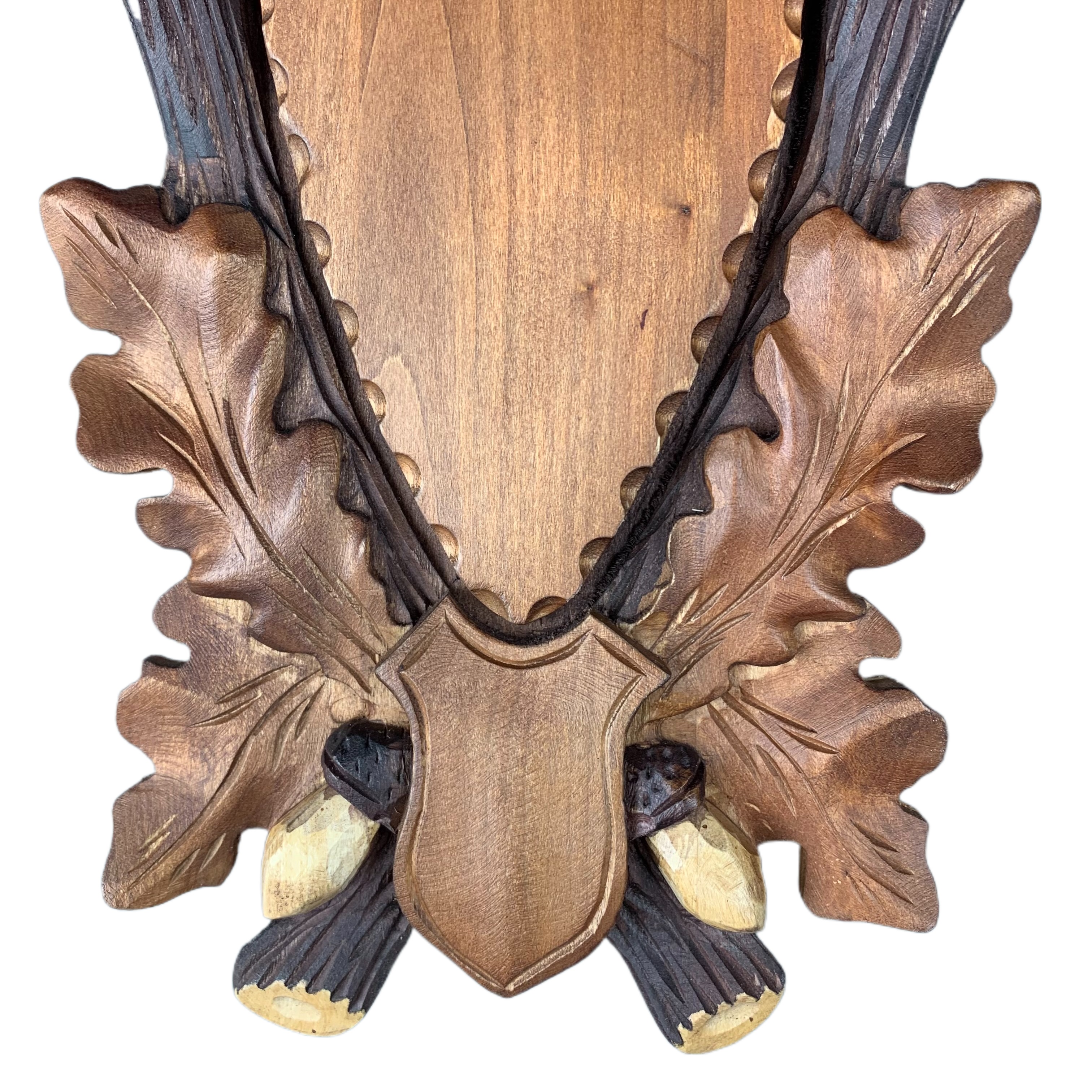 Scudo di legno per trofeo capriolo. Corna. Caccia. 29x17cm 031702