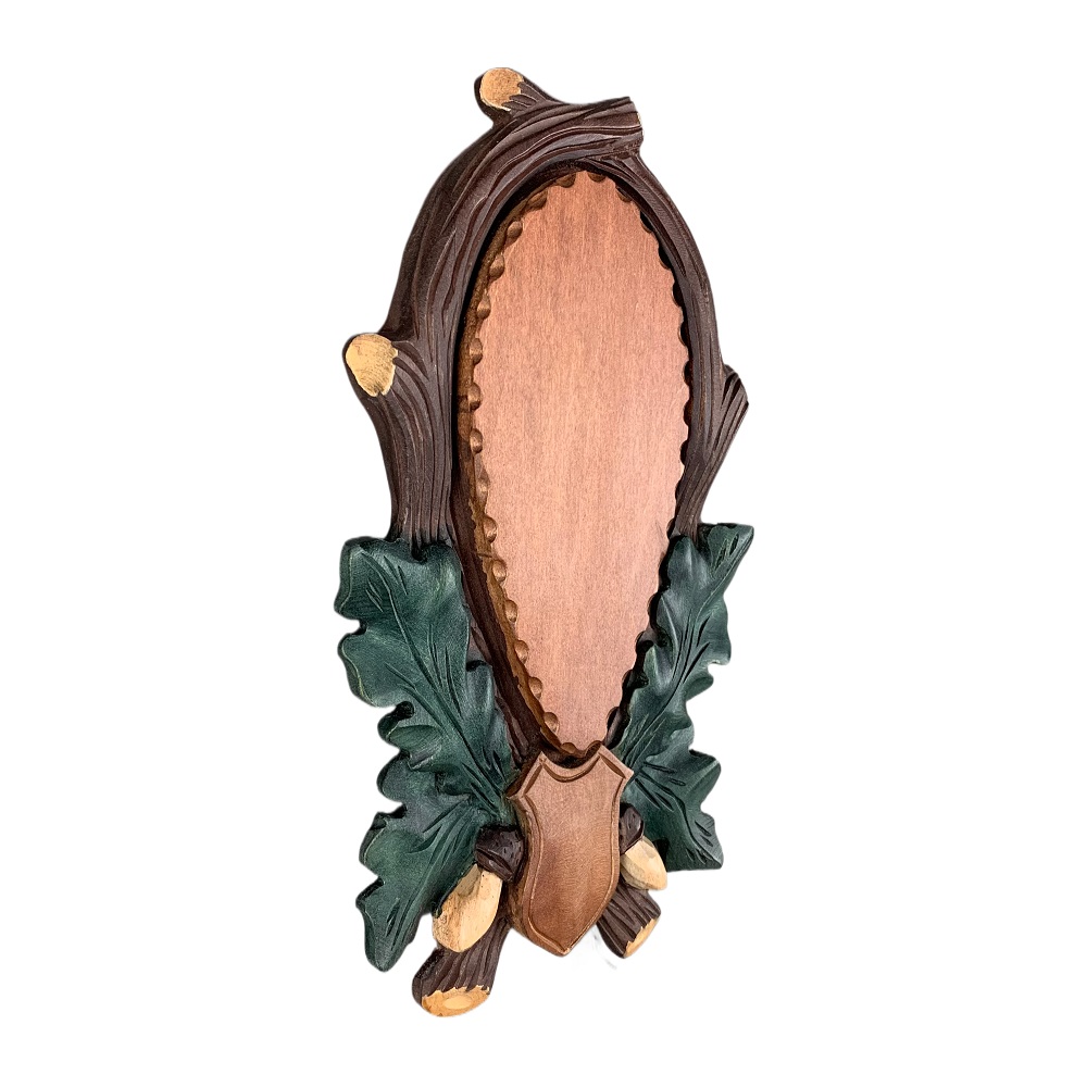 Scudo di legno per trofeo capriolo. Corna. Caccia. 29x17cm 031703