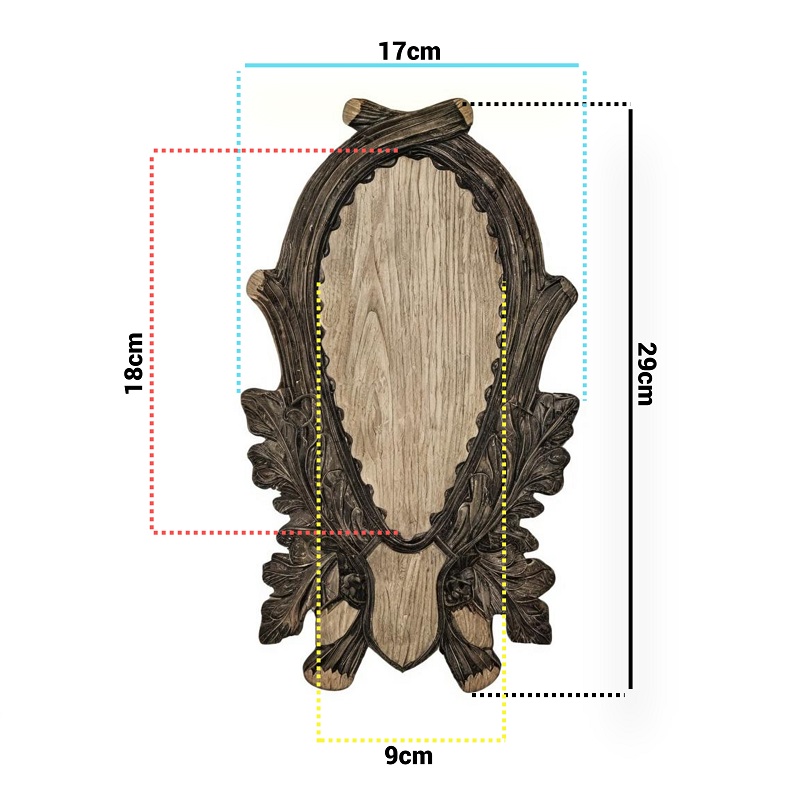 Scudo di legno per trofeo capriolo. Corna. Caccia. 29x17cm 031701
