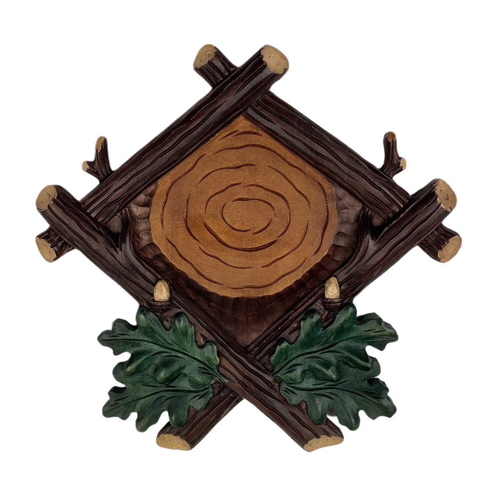 Trophäenschild für hirsch aus holz. Brett. Geweih. Stangen. 37x37cm 031901