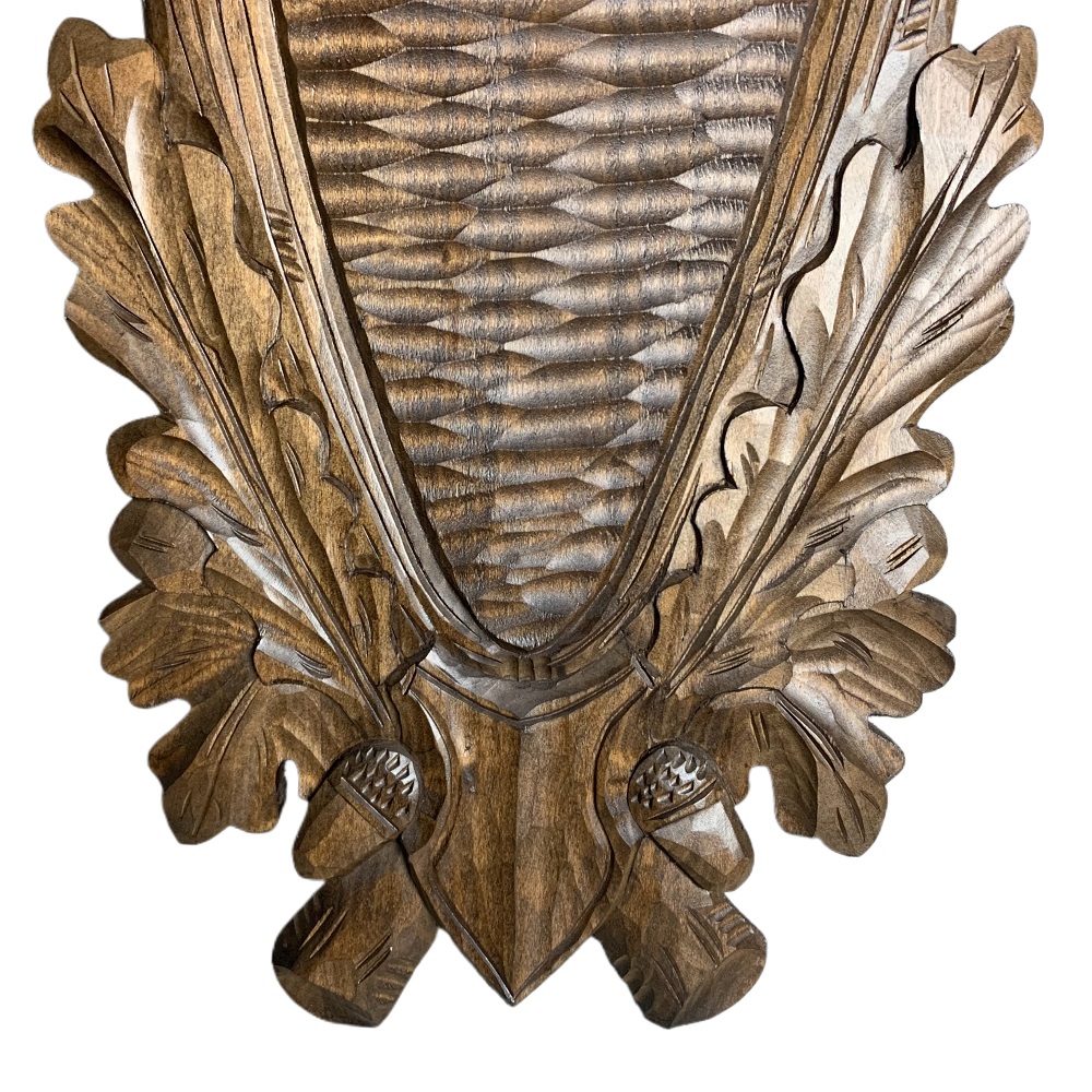 Scudo di legno per trofeo daino. Pannello. Corna. Caccia. 43x22cm 231401
