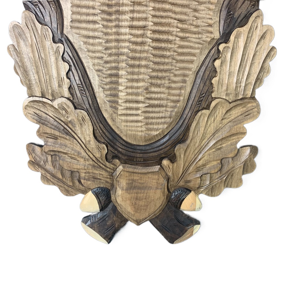Escudo de madera para trofeo de ciervo. Panel. Cuerno. Astas. 65x37cm 231002