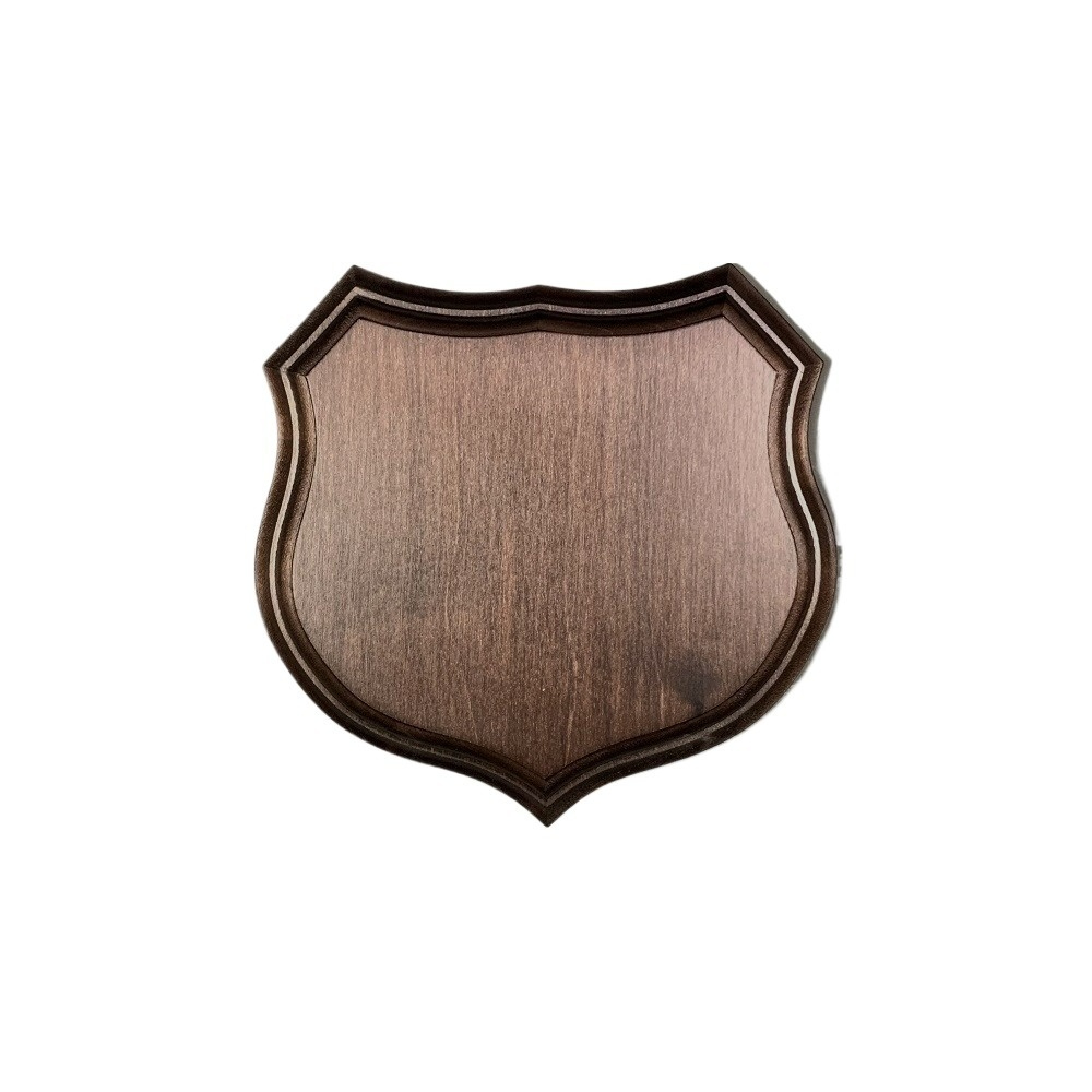 Ecusson de bois pour trophée de sanglier. Bouclier. Défenses. 18x17cm 030503