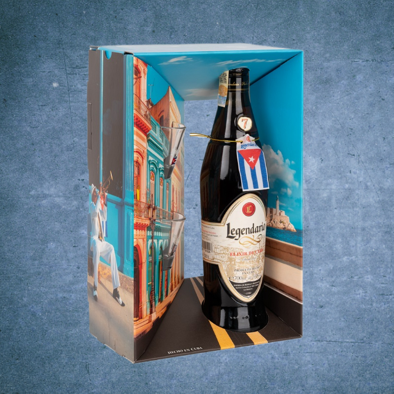 Legendario Rum Elixir 7 Ans avec 2 verres New 2024 - 700ml
