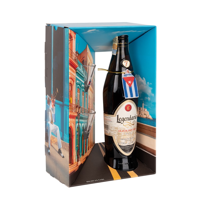 Legendario Rum Elixir 7 Anos con 2 vasos New 2024 - 700ml