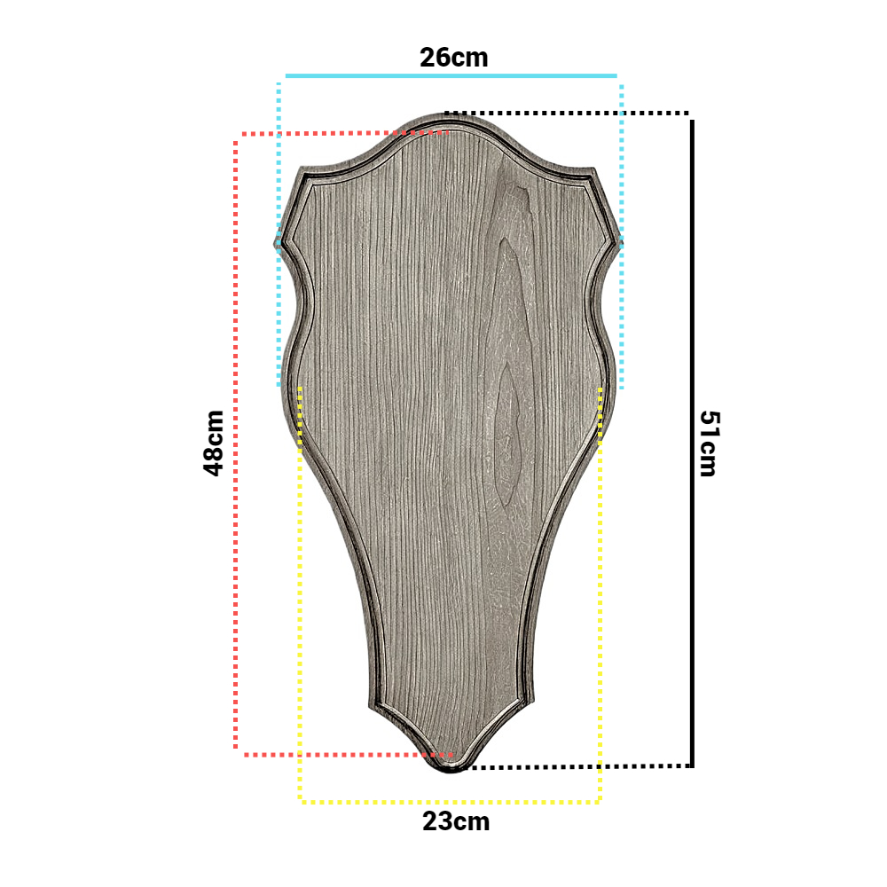 Escudo de madera para trofeo de ciervo. Panel. Cuerno. Astas. 51x26cm 030101