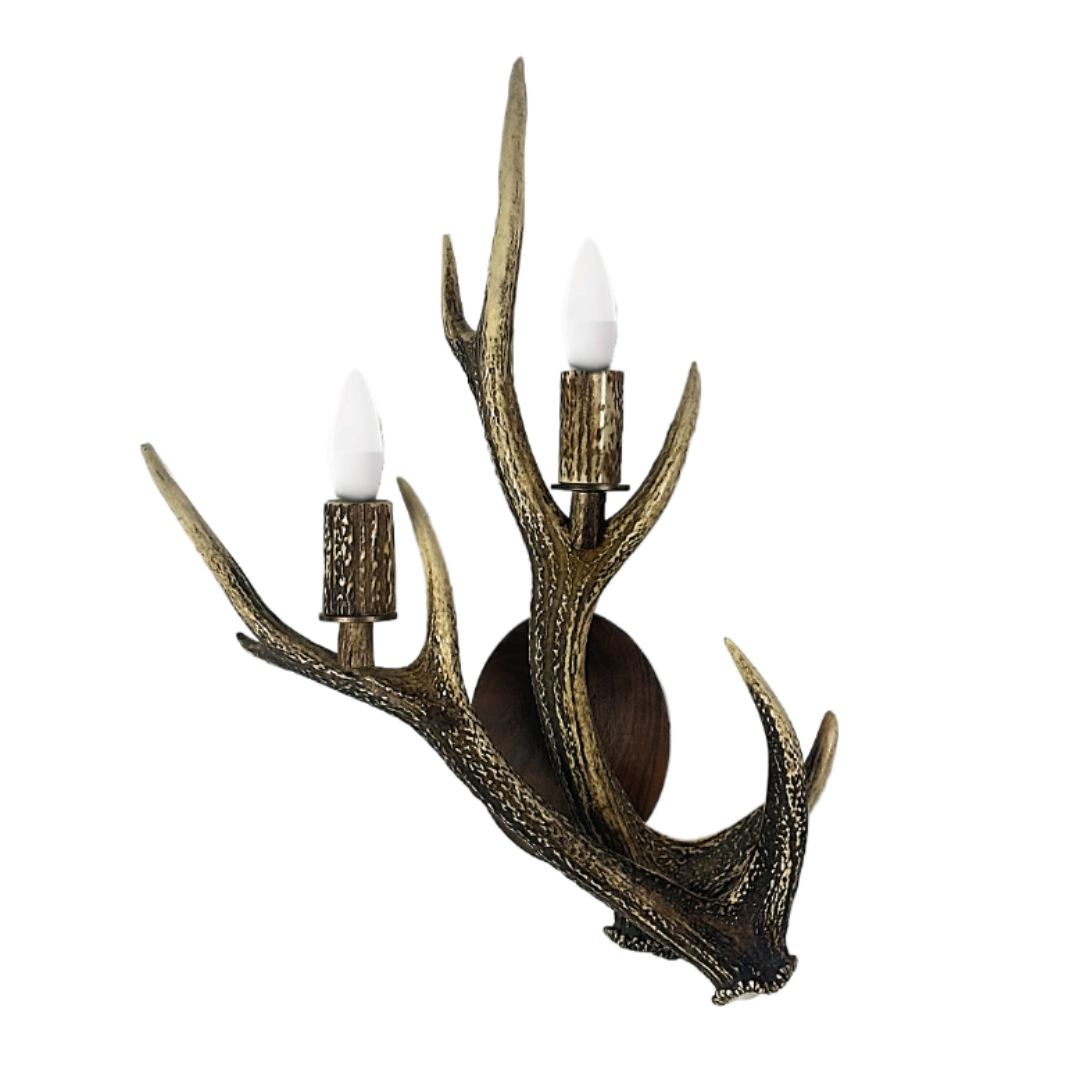 Apliques, lámpara de pared con real cuerno de ciervo sika. 1xE14 50x40cm 153430