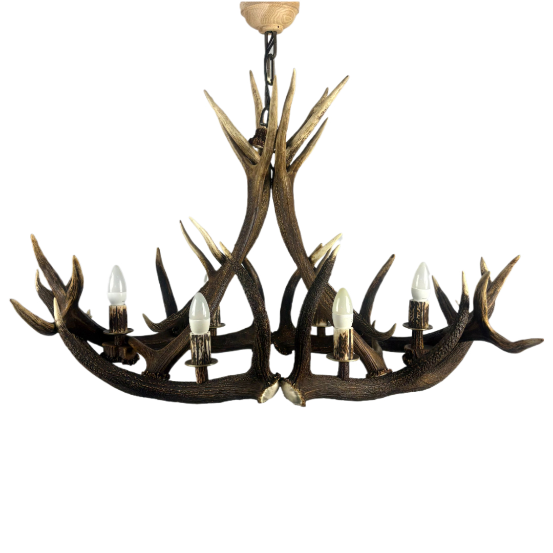 Geweih kronleuchter aus stangen vom hirsch. 6xE14 M: 120x60x80cm 156801