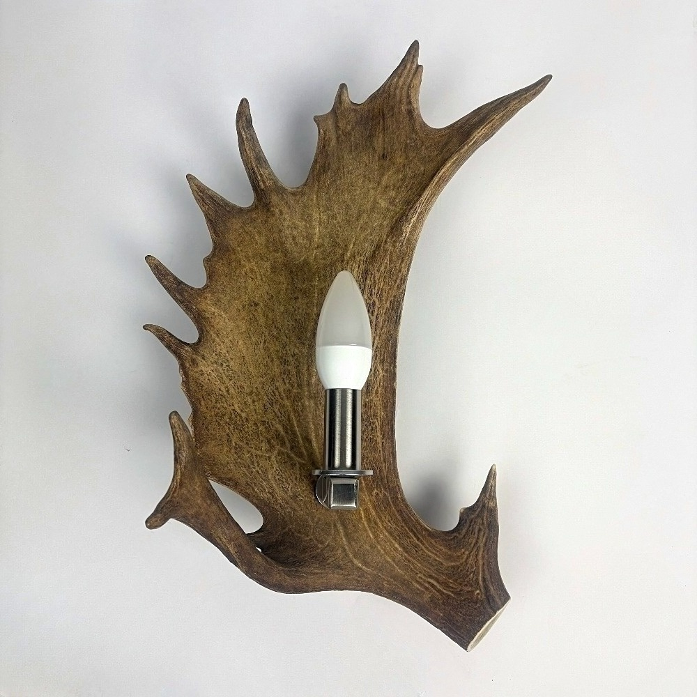Appliques, lampe de mur avec la vrai bois de daim. 1xE14 30x45cm 1537215