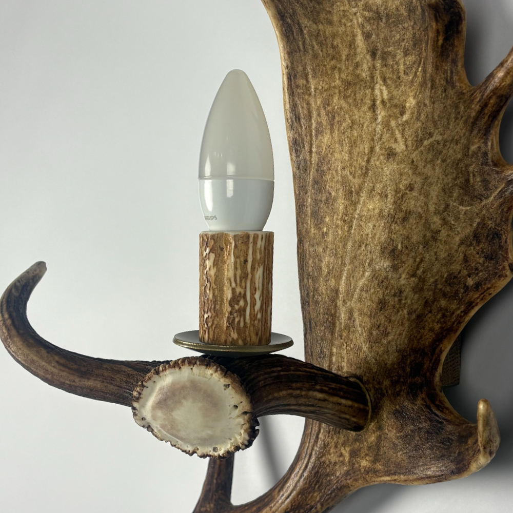Appliques, lampe de mur avec la vrai bois de daim. 1xE14 30x40cm 1537202