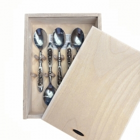 Set 6 spoons dessert with real deer antler. hunting. 17